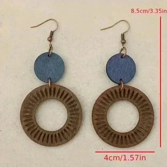 Bohemian Wooden Earrings - Picture 4 of 5